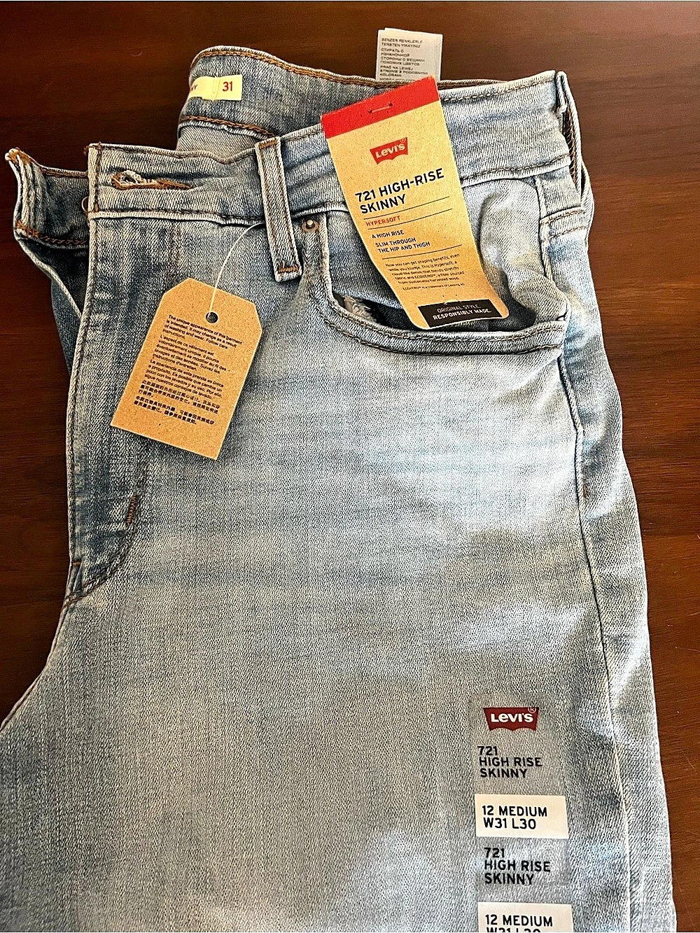 Levi's 721 High Rise Skinny Distressed High Rise Skinny Jeans Blue Size 12